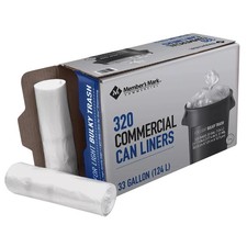Member's Mark 33 Gallon Commercial Trash Bags 16 rolls of 20 ct., total 320 ct.