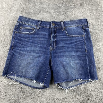 American Eagle Boy Midi Jean Shorts Women 10 Blue Medium Wash Mid Rise