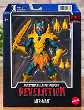 Mattel Masters of the Universe Revelation Mer-Man Figure Boxed Sword Hands