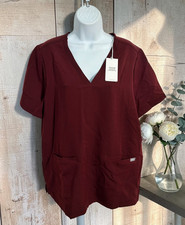 Figs Casma Scrub Top Women's XL Burgundy Technical Collection Nursing 3 Pockets