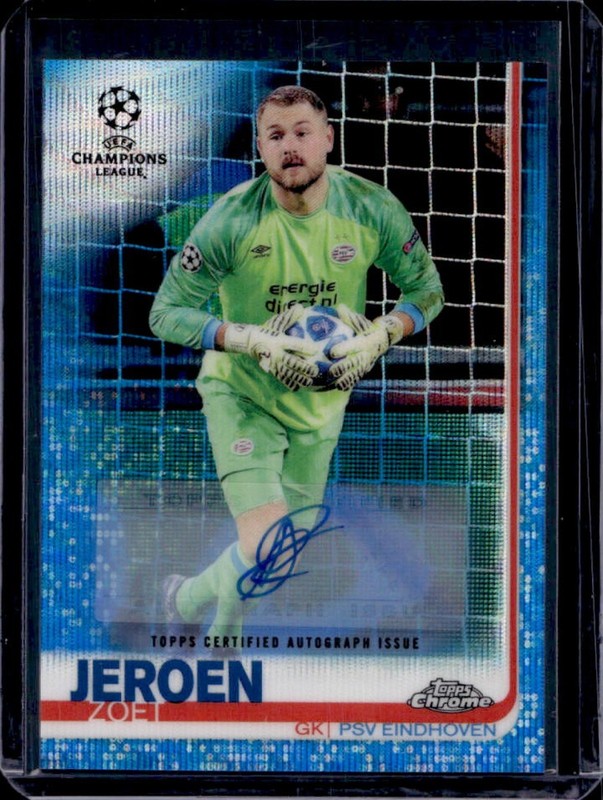 2018 Topps Chrome UEFA Jeroen Zoet Auto Blue Wave Refractor #/75 Eindhoven
