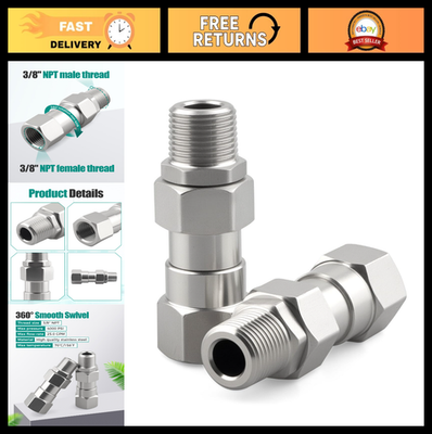 #ad 3 8” NPT Pressure Washer Swivel Fitting 360° Kink Free Connector 4500 PSI 2 P $31.99