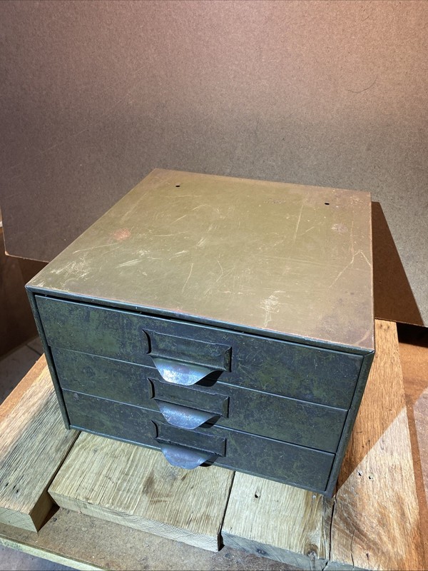 Vintage Lyon 3 Drawer Metal Parts Cabinet Heavy Duty Industrial Tool Storage Bin