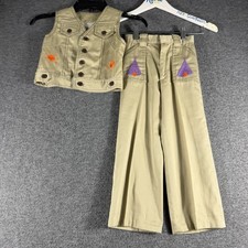Vintage 70 s Kids Handmade Vest Pants Needlepoint Hippie Retro Cowboy Wagon