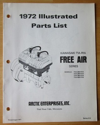 1972 Kawasaki T1A-R1A Free Air Series Parts List Manual 250 290 340 400