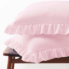 Ruffle Pillow Cases Standard Size Set of 2 -Soft Wrinkle Resistant Brushed Micro