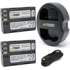 Wasabi Power Battery (2-Pack) and Dual Charger for Nikon EN-EL3e, EN-EL3