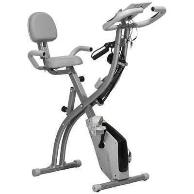 HOMCOM 2-In-1 Folding Exercise Bike with 8-Level Magnetic Resistance Grey  UK