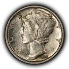 1924-D 10c Mercury Silver Dime - AU Semi Key Date - SKU-Y6787