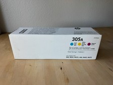 New HP 305A Toner Cartridge Tri-Pack CF370AM Yellow Cyan Magenta