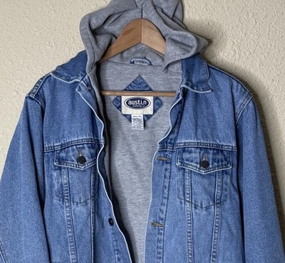 Austin Clothing Co. Y2K Trucker Denim Jacket Youth XL Sweatshirt Hoodie & Lining