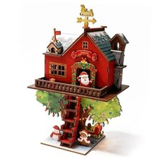 Book Nook Christmas 3D Wooden Puzzles for Adults Miniature Christmas Red House