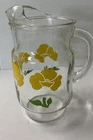 Anchor Hocking Yellow Poppy 2 Quart Glass Water Pitcher Vintage 1950's