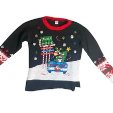Holiday Time Women's M 8-10 Holiday Christmas Sweater Santa Elf Ugly