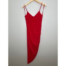 21 Saints Red Sleeveless V Neck Ruched Bodycon Cocktail Party Dress