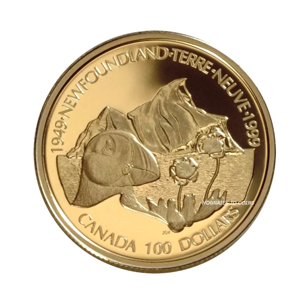 Canadian 100 Dollar Gold 1999 Newfoundland Confederation 1/4 OZ