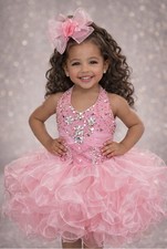 Girls Pink Princess Halter Cupcake Pageant Princess Birthday Party Dress