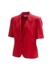 Evan-Picone Vintage Red Short Sleeve Single Button Blazer Jacket