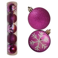 Weihnachtsdekoration 5 Packung 60Mm Schneeflocke & Glitzer Kugeln - Lila