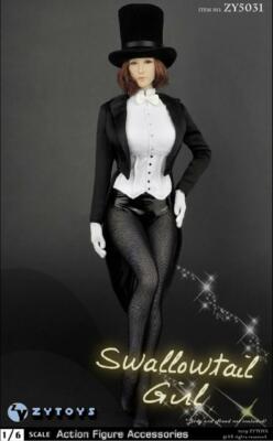 1/6スケールサイズフィギュア用衣装 タキシード コスチュームセット FT068 ZYTOYS 1/6 scale Sexy Tuxedo Costume Suit set for 12'' Female