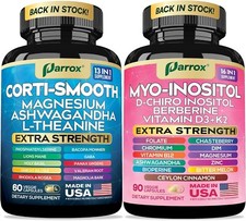 Cortisol  Myo-Inositol Supplement Bundle, Soothe  Smooth Bundle, 13-in-1 Co...