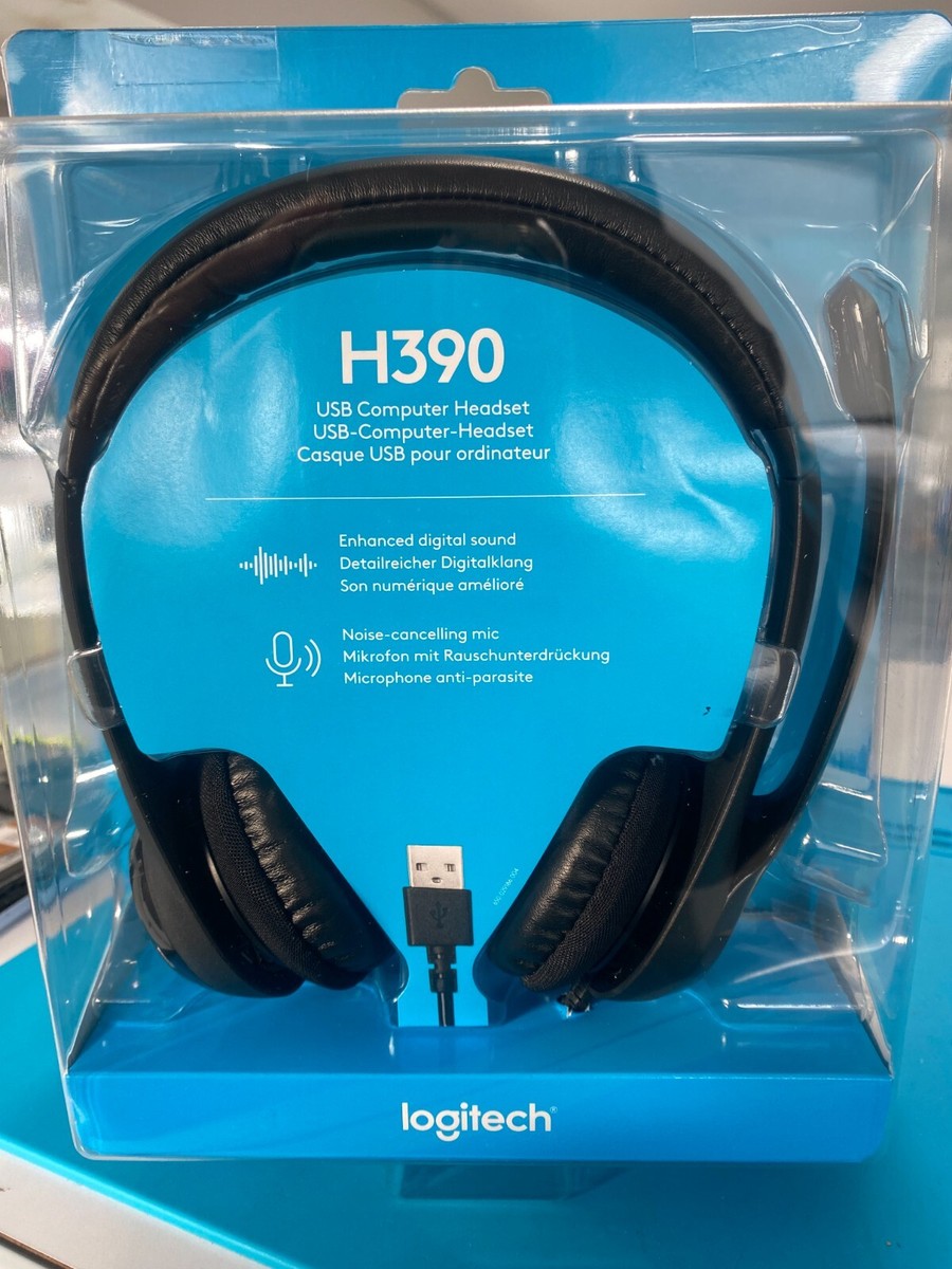 Logitech H390 Wired Over the Ear Headsets Black (‎981-000014