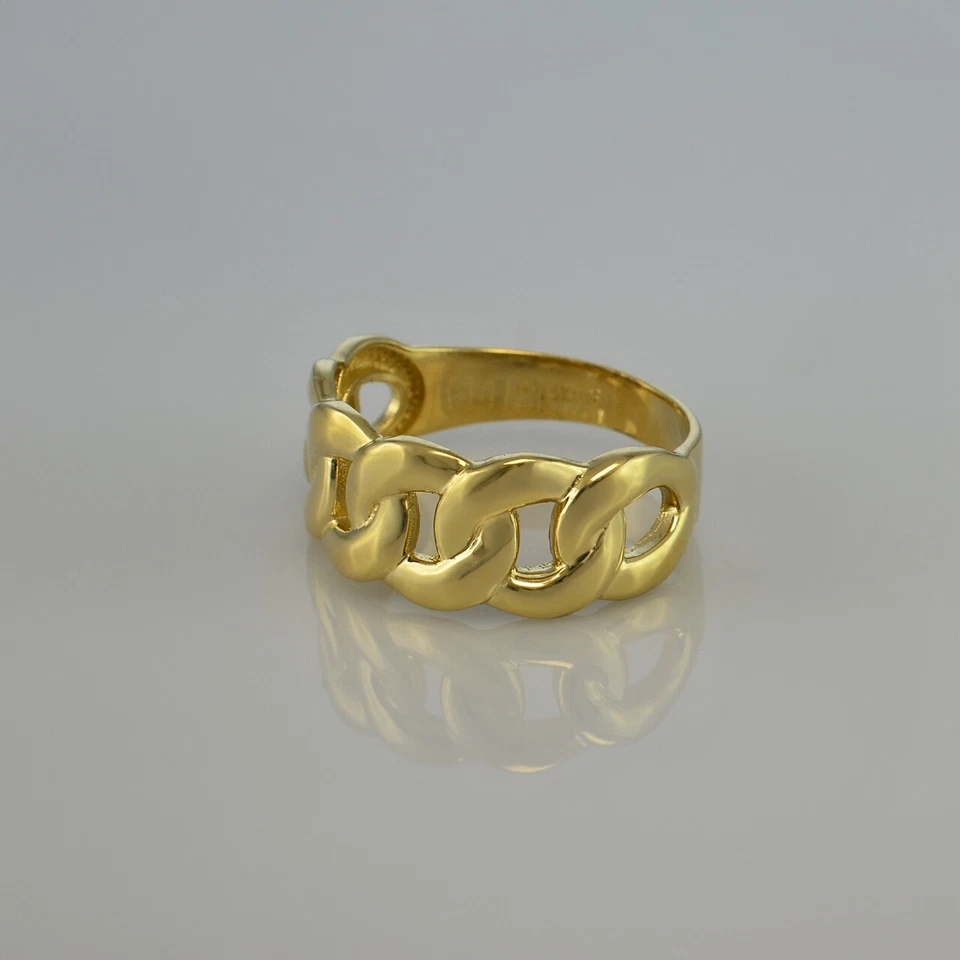 Gold Cuban Link Chain Unisex Ring | 10k & 14k Yellow, White, Rose Gold - Image 4 of 4