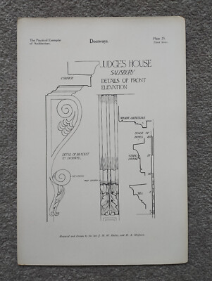 Judge's House, Salisbury - Details der Vordererhebung - antiker Druck - 1928