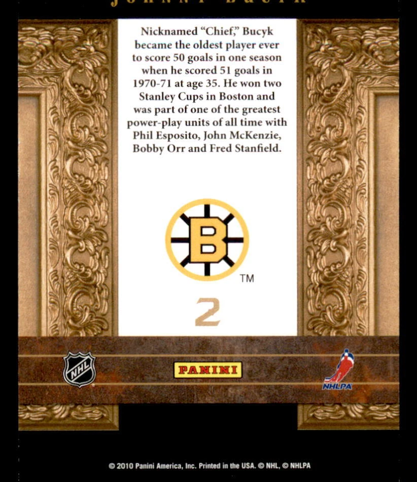 2010-11 Panini Crown Royale Legends #2 Johnny Bucyk Boston Bruins - Image 2 of 2