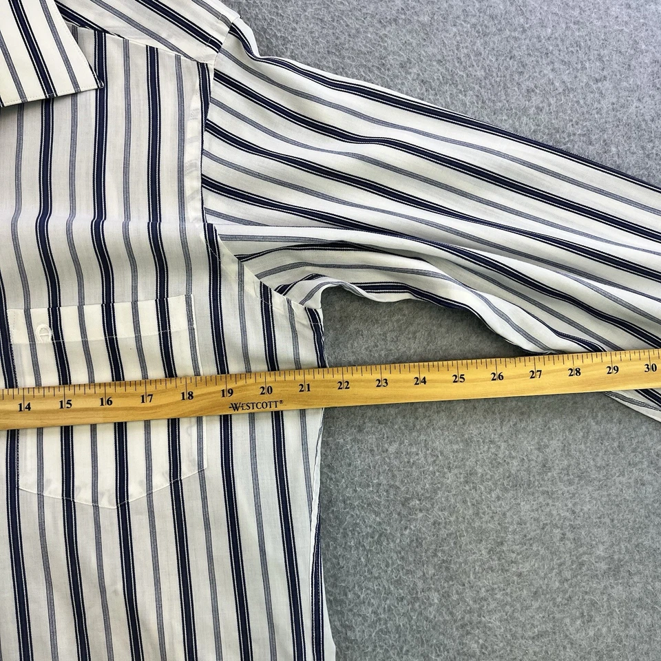 Etienne Aigner Dress Shirt Mens 15.5 White Blue Stripe Long Sleeve Button Up - Image 2 of 4