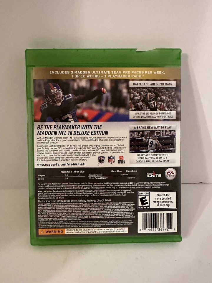 MADDEN 16 “DELUXE EDITION” XBOX ONE, EA SPORTS NFLPA - Image 2 of 4