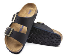 NIB Birkenstock Arizona Soft Foot Bed Nubuck Sandal in Midnight 1020587 NARROW