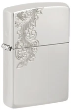 Zippo Armor Sterling Silver Lighter: Deep Carved Design - High Polish 81661