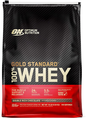Optimum Nutrition Gold Standard 100% Whey Protein Powder, 10LB,Double Rich Choco
