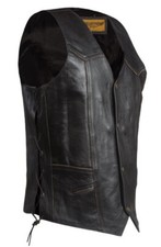 MEN'S MOTORCYCLE LIVE TO RIDE RIDE TO LIVE EAGLE EMBOSSED LEATHER VEST - UDD69