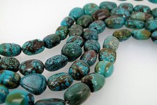 Natural turquoise pebble beads 16-18mm. Genuine gemstone beads. Full strand