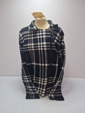 Chaps Women's Black White Plaid Zip Up Long Sleeve Jacket Size L/g