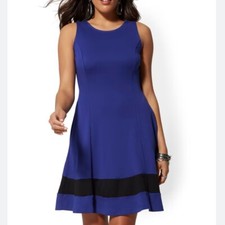 New York and Company Colorblock Fit And Flare Cotton Dress medium nwt