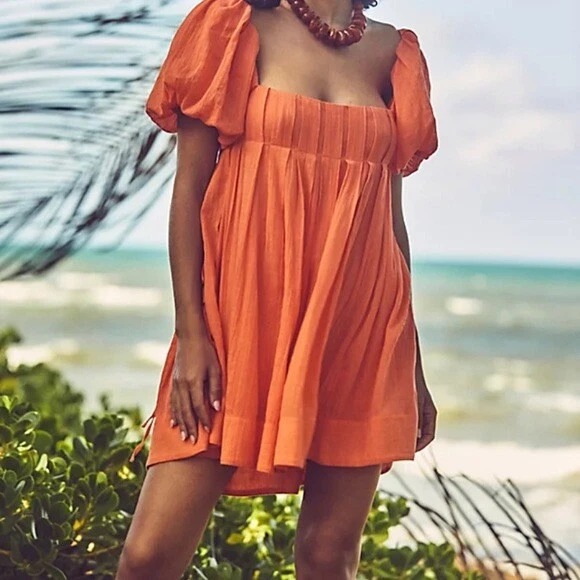 Free People Marina Mini Dress Orange Size L D16 | eBay