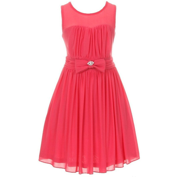 white christmas dresses Coral Dream Elegant One-Shoulder Chiffon Dress main image 1