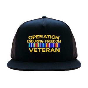 Operation Enduring Freedom Veteran Ribbon Baseball Cap - Adjustable Black Hat