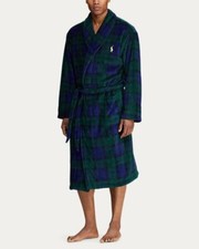 NWT 95 Polo Ralph Lauren Men's Bath Robe Big Pony Tartan Plush Gift Idea S/M