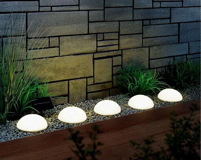 5er Set LED Solar Gartenstecker Solarstecker Halbkugel Garten-Deko-Leuchte Lampe - Bild 3 von 4