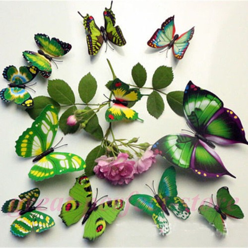 NEW 12 pcs Romantic 3D Butterfly Cute MultiColor Home Room Wall Stickers Decors