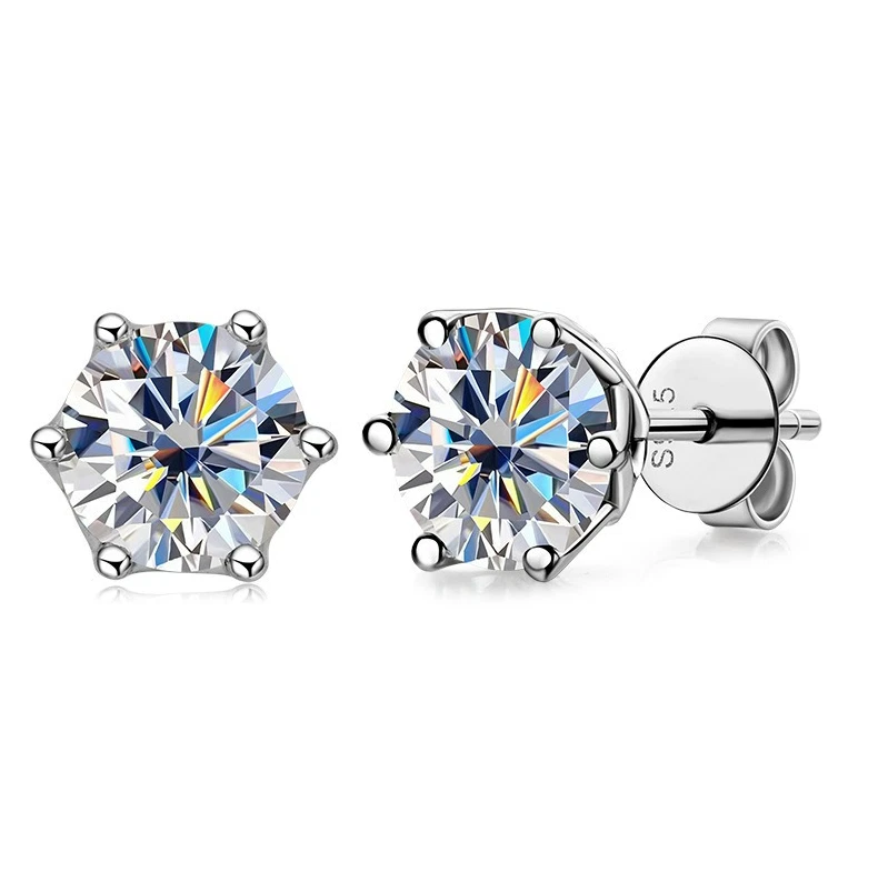 1 Carat Moissanite 925 Sterling Silver Solitaire Stud Earrings D VVS1 With GRA - Image 4 of 4