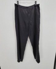 Vintage 90s Y2K Style Black 100 Silk Straight Leg Pants By Casual Corner  10