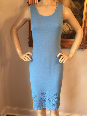 NWT St John Knit dress blue azure size 6 Santana sheath wool