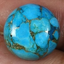 Natural Sky Blue Copper Turquoise Round Cab Loose Gemstone 10.25Cts 14x 14x 06mm