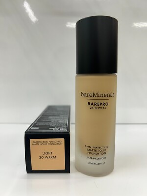 bareMinerals BAREPRO Skin-Perfecting MATTE Liquid Foundation 1oz Light 20 Warm