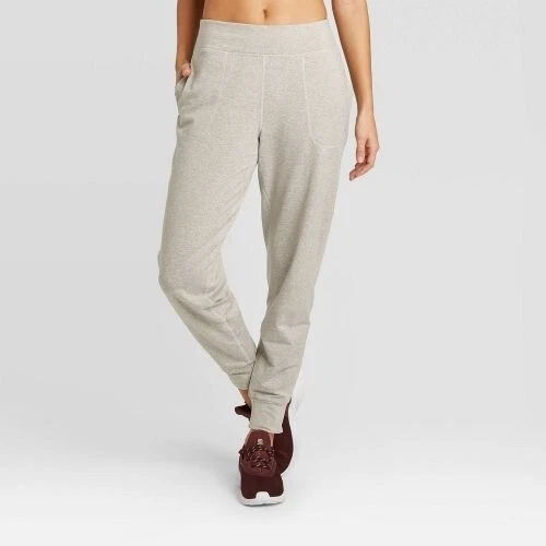 Women's Mid-Rise Brushed Jersey Jogger Pants - JoyLab Heather Gray Small